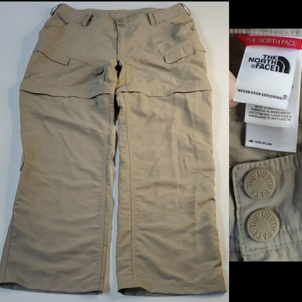 14 CONVERTIBLE NORTH FACE TAN OUTDOOR TRAIL WATER RESISTANT KHAKI SHORTS PANTS